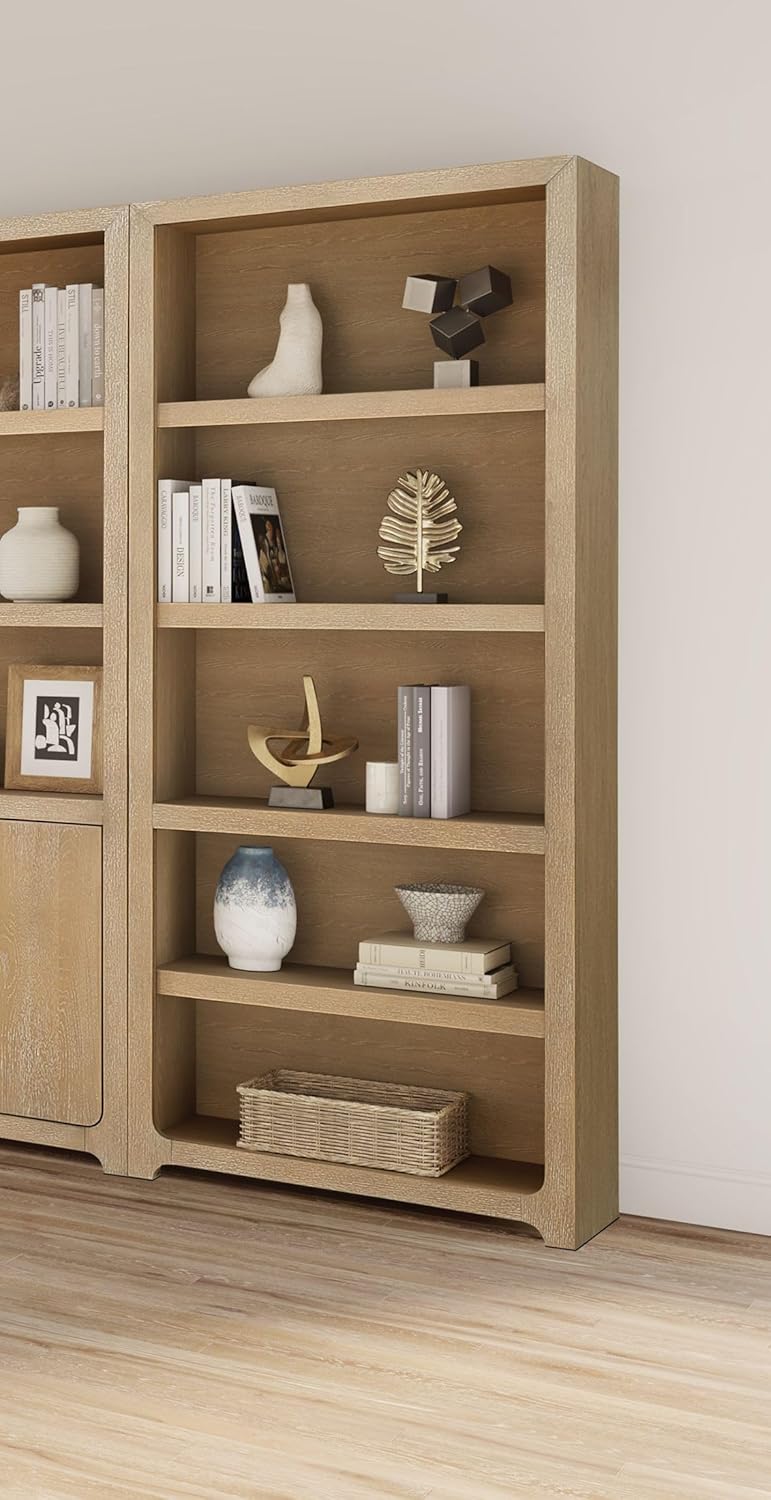 Modern Wood Open Bookcase, Office Shelving, Storage Cabinet, Fully Assembled, Light Brown