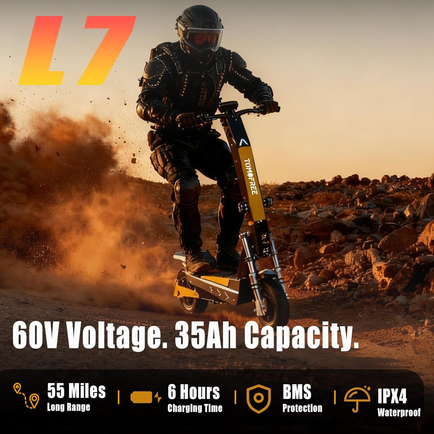 Tomofree 60V Electric Scooter Adults, 6000W Dual Motor Escooter Top Speed 50MPH,35Ah Battery 55 Miles Range, 11