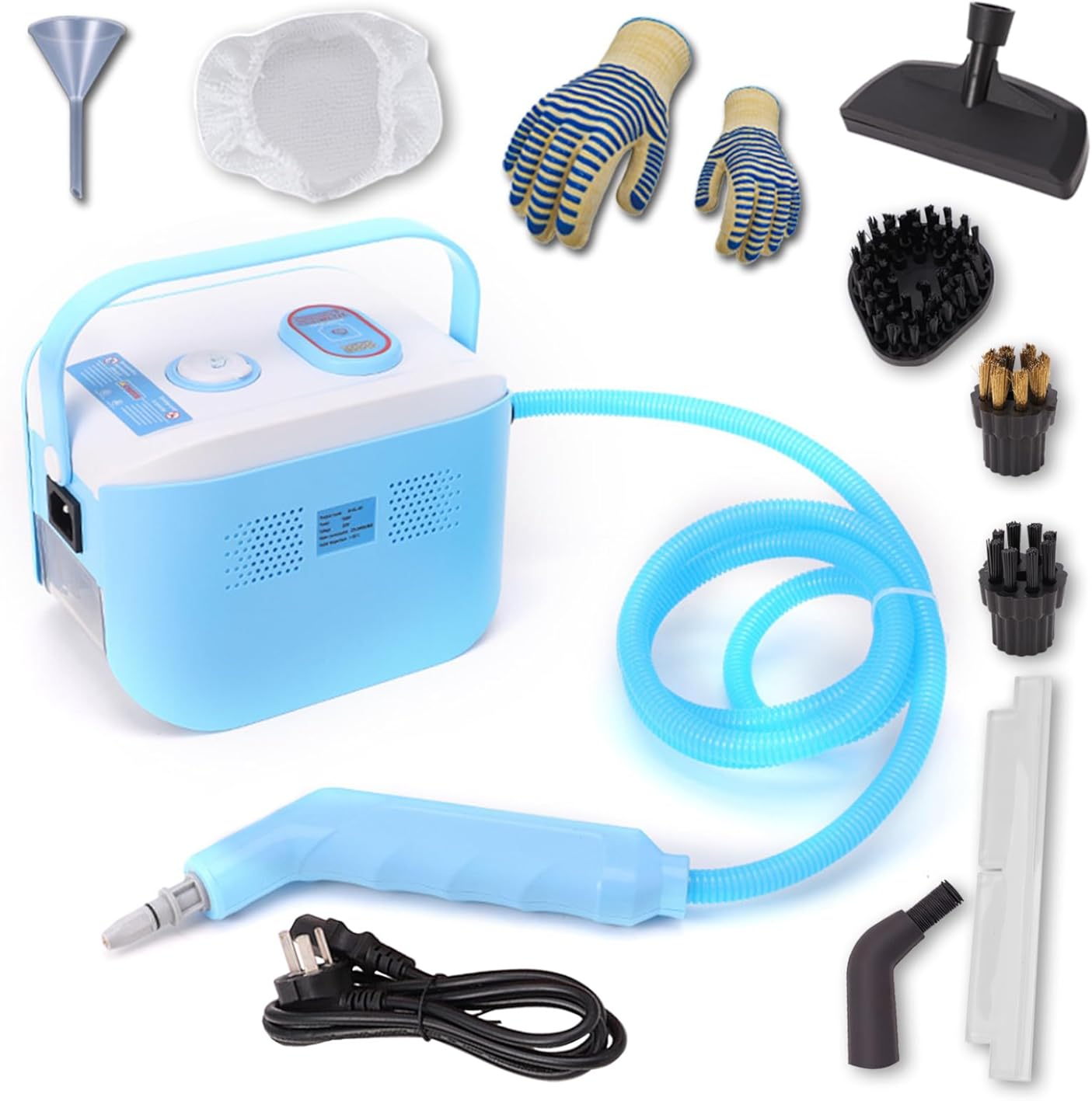 Steam Cleaner, 1500W Powerful Multipurpose Power Steamer, Heavy Duty Canister Steamer, 13s Heat-Up, 1.2L Tank, 3-Level Adjustable Handle with Accessories for Home, Car, Dirt (Blue)