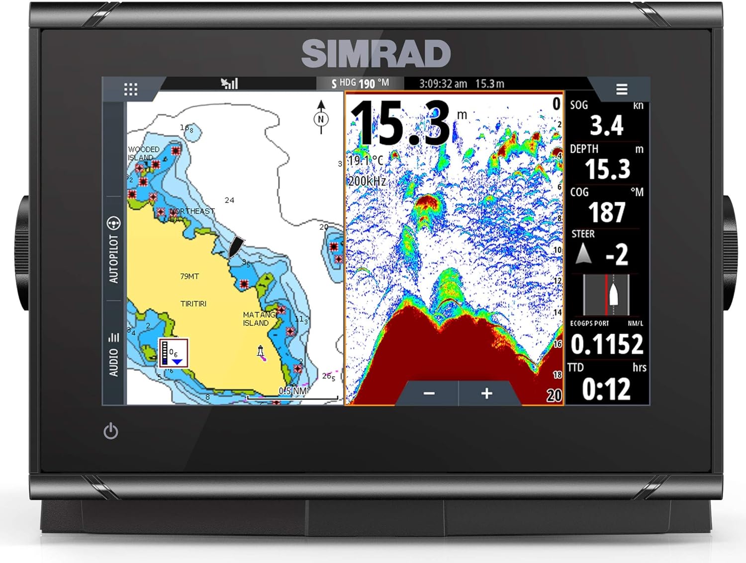 Simrad GO Chartplotter and Fish Finder, with Transducer and Radar Options, Preloaded C-MAP Discover Chart Card