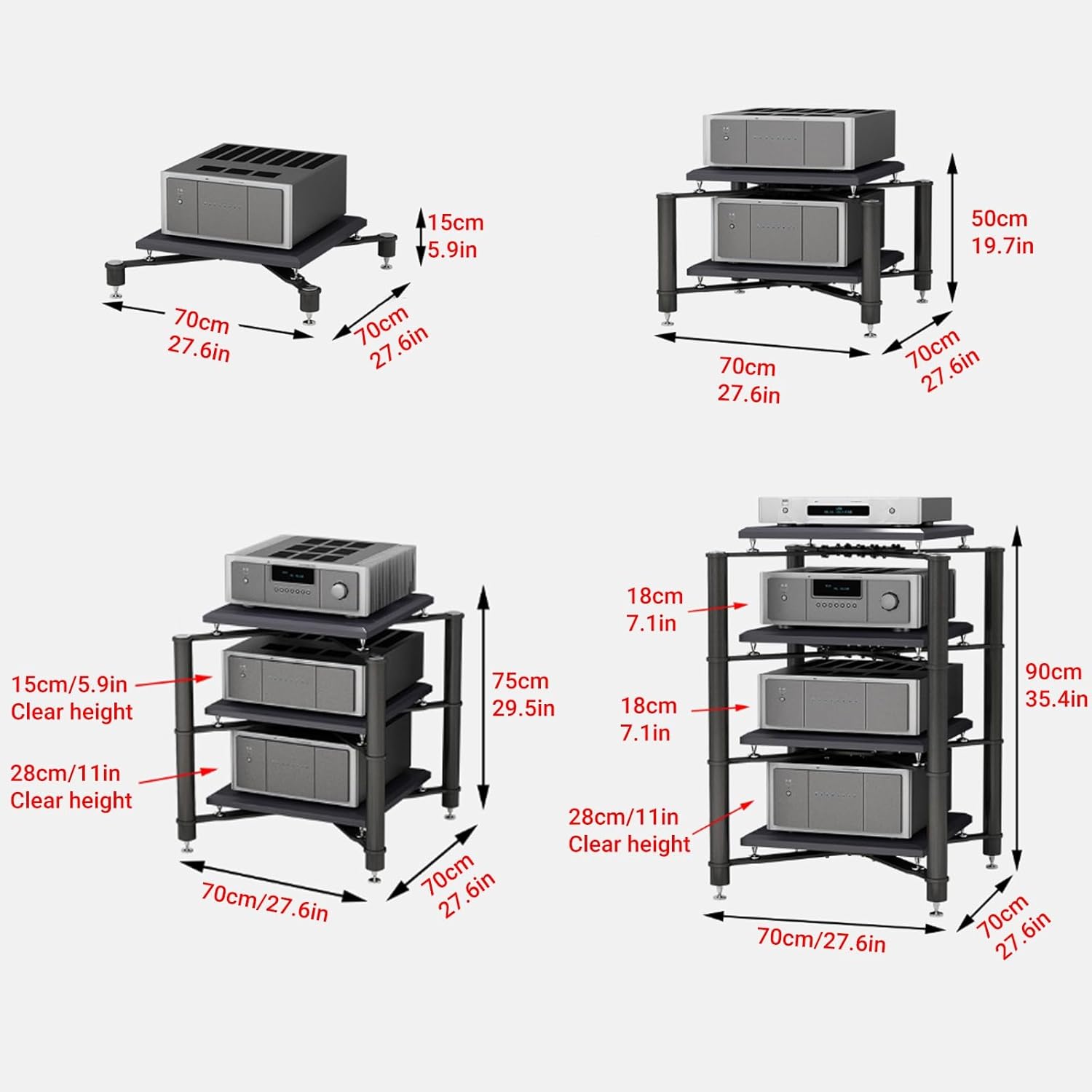 YITAYMLI 1/2/3/4 Tier Tower AV Media Rack Stand