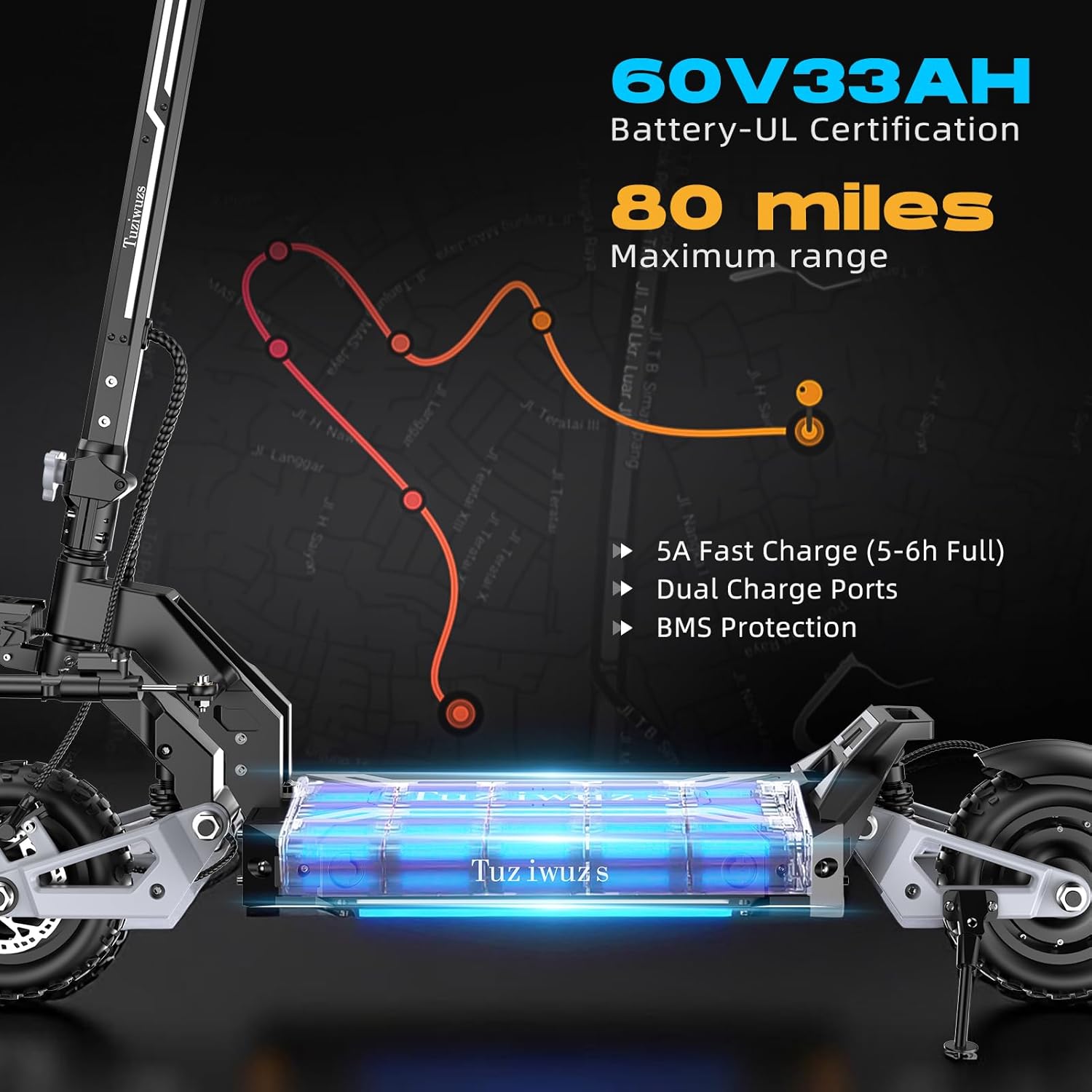 V3 Ultra Fast Electric Scooter for Adults, 6000W Dual Motor, 65+ MPH, 60V 33AH Long Range Up to 80 Miles, 11