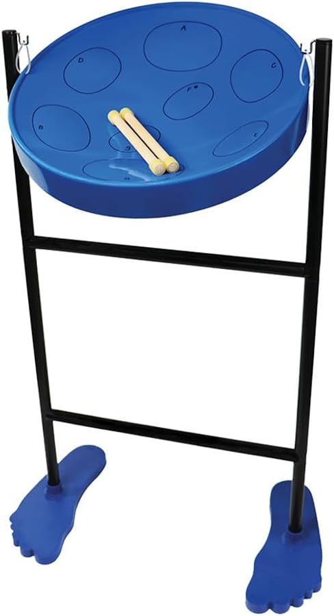 Jumbie Jam Authentic Steel Drum Blue Finish with Tube Floor Stand