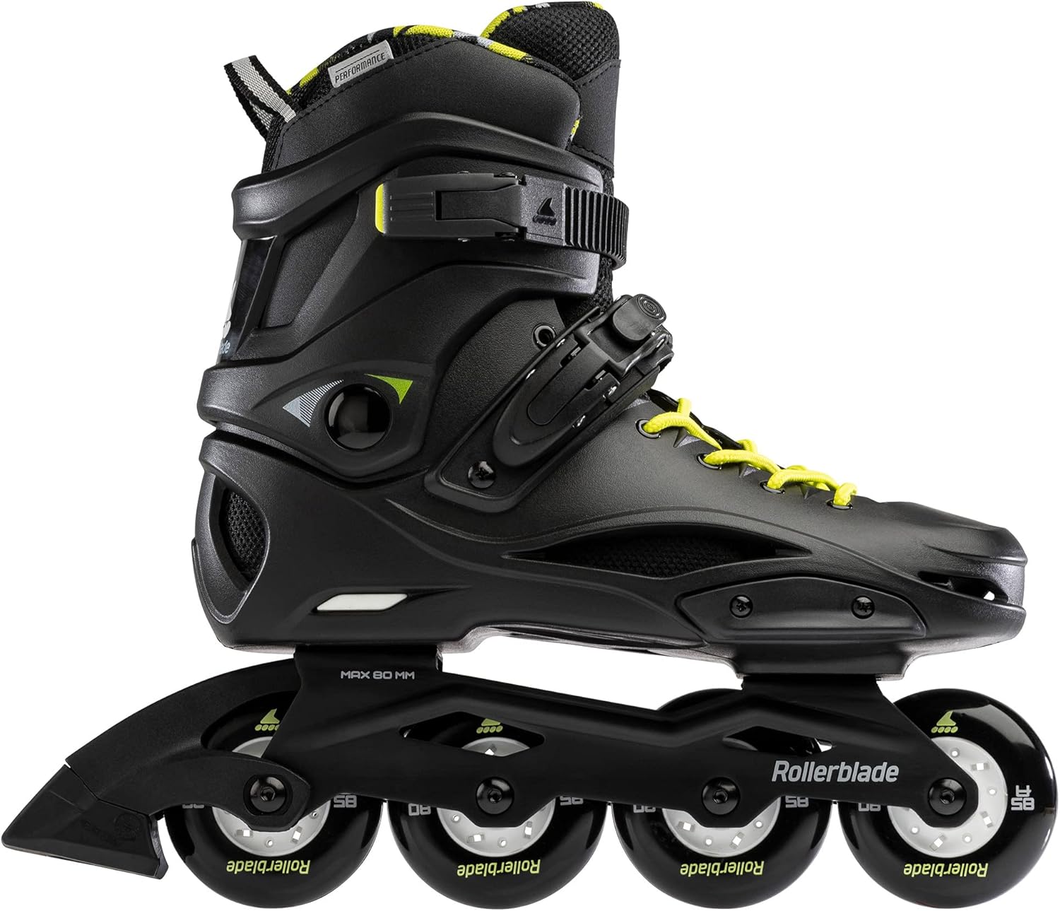 Rollerblade RB Cruiser Unisex Adult Fitness Inline Skate, Black/Neon Yellow, Urban Performance Inline Skates