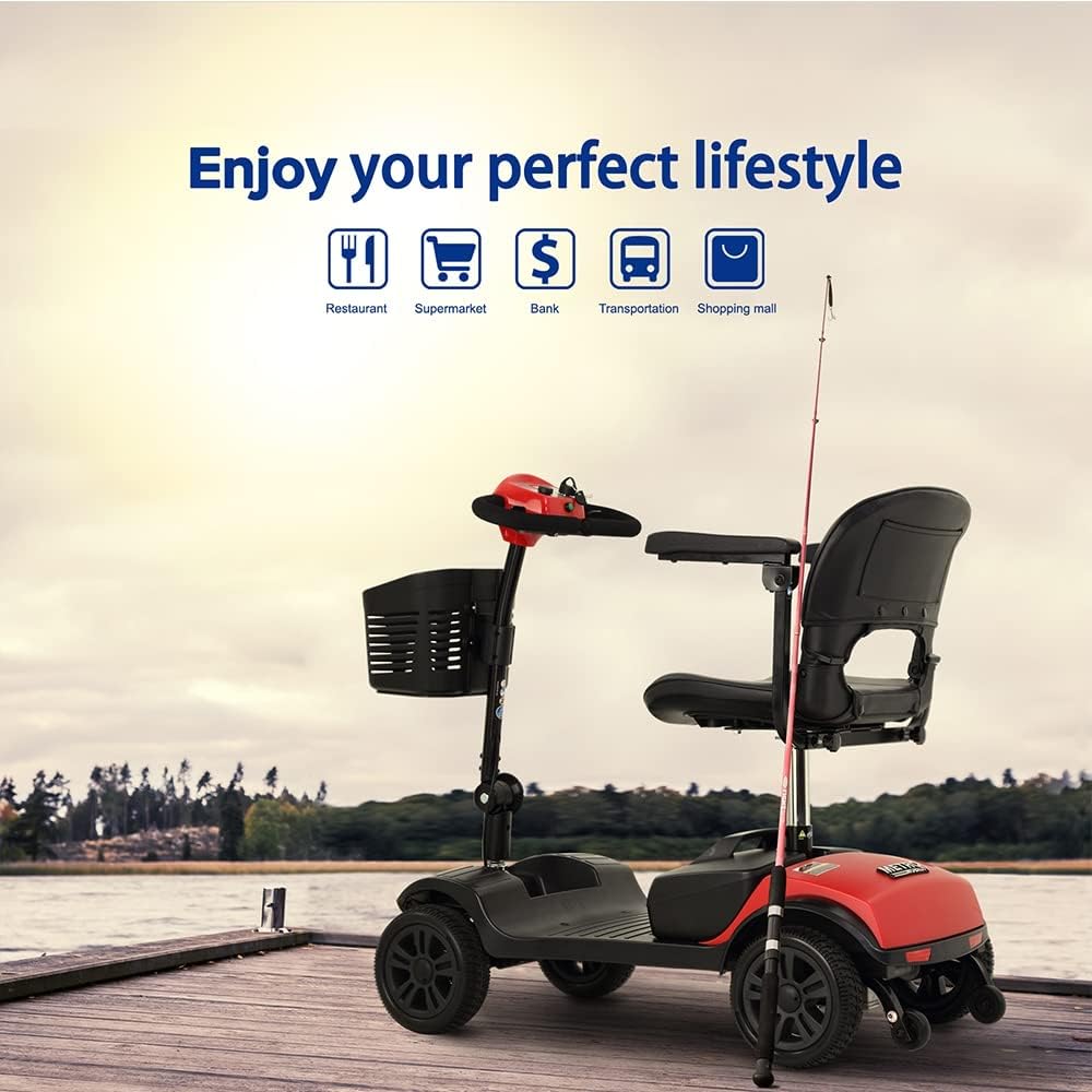 Mobility Scooters Seniors Outdoor Power Scooter Handicap Electric Scooters with 4 Wheel Lightweight Compact Motorized Scooter,Silver