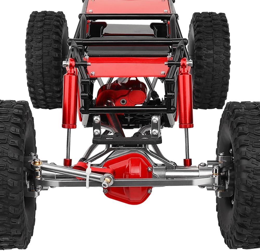 Metal DIY 330mm Wheelbase Rock Buggy Frame Chassis Crawler with SCX10 Straight Axles Nylon Tube Roll Cage for 1/10 RC Crawler Axial SCX10 Upgrades (red)