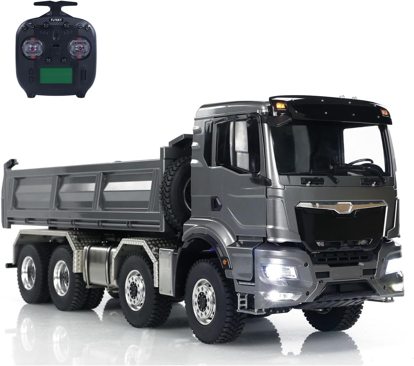 TOUCAN RC HOBBY Radio Control 1:14 Hydraulic Tipper Metal Cabin Shell Differential Lock 8x8 Chassis 2Speed RC Dumper Truck Sound Light