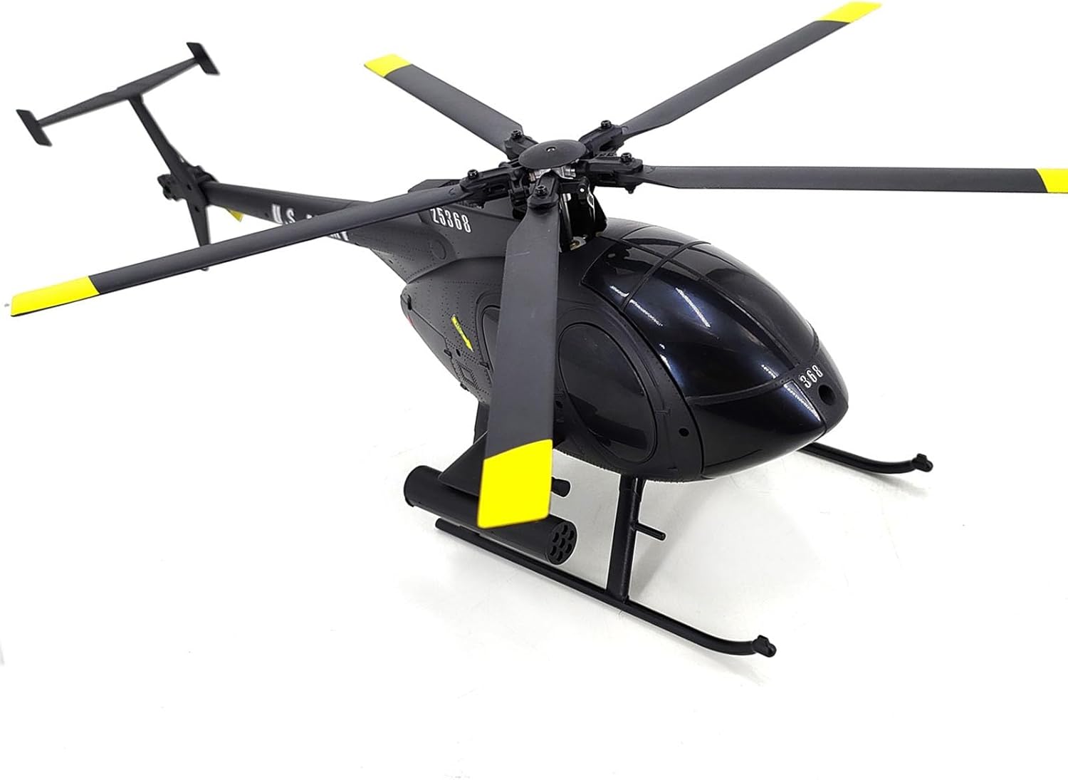 Matte Black MD500 Remote Control Helicopter Aircraft 4CH RC Heli Single Rotor No Ailerons Fall Resistant Maintain Altitude Hover RTF US 335MM