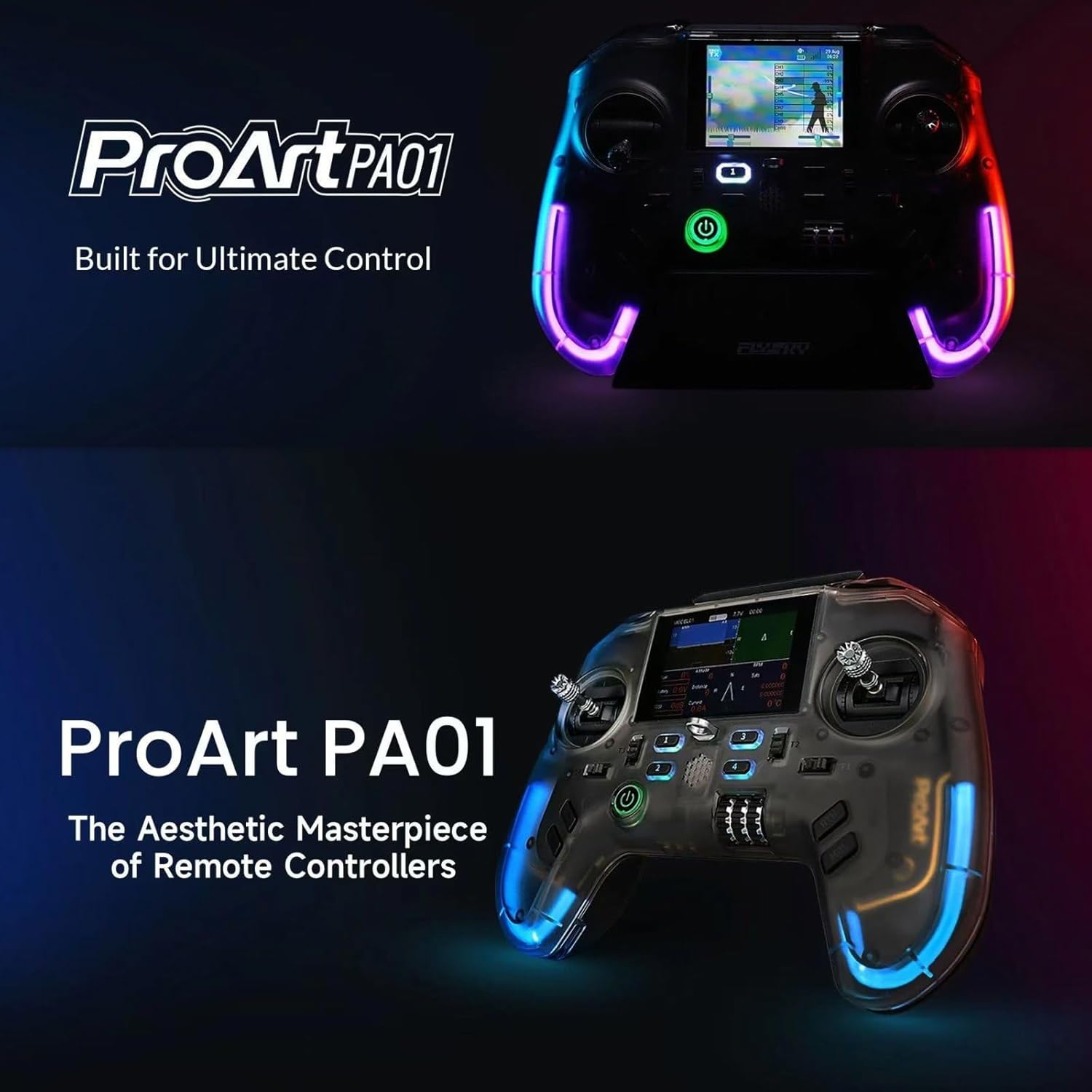 Flysky ProArt PA01 RC Transmitter, 2.4GHz, 18/32CH, 2.4'' IPS Screen, for FPV Drone/RC Helicopter/Airplane/Car/Boat