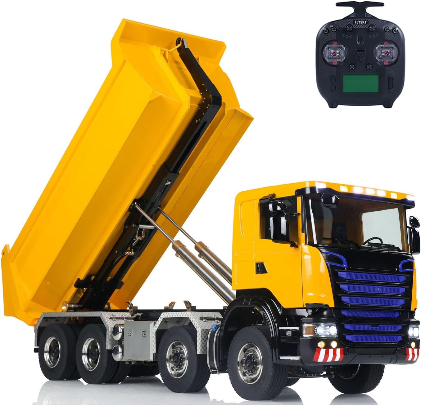 TOUCAN RC HOBBY Metal 1/14 Remote Control Hydraulic Dumper Truck 8x8 Full Tipper Car Differential for Ages 14+