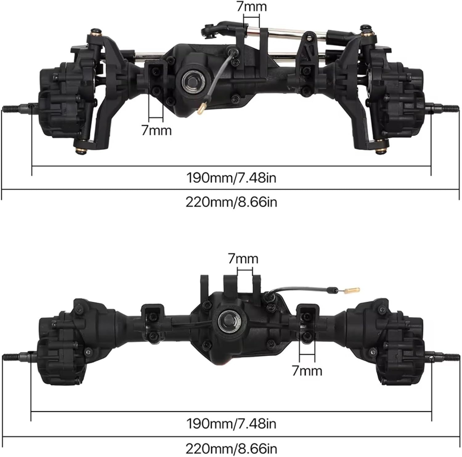 Rc Front Rear Axle for Traxxas for TRX-4 1/10 RC Car Portal Axles Front and Rear Axle with T-Lock Differential Axle RC Crawler for Climbing Car Upgrades Parts(Front and Rear Axles)