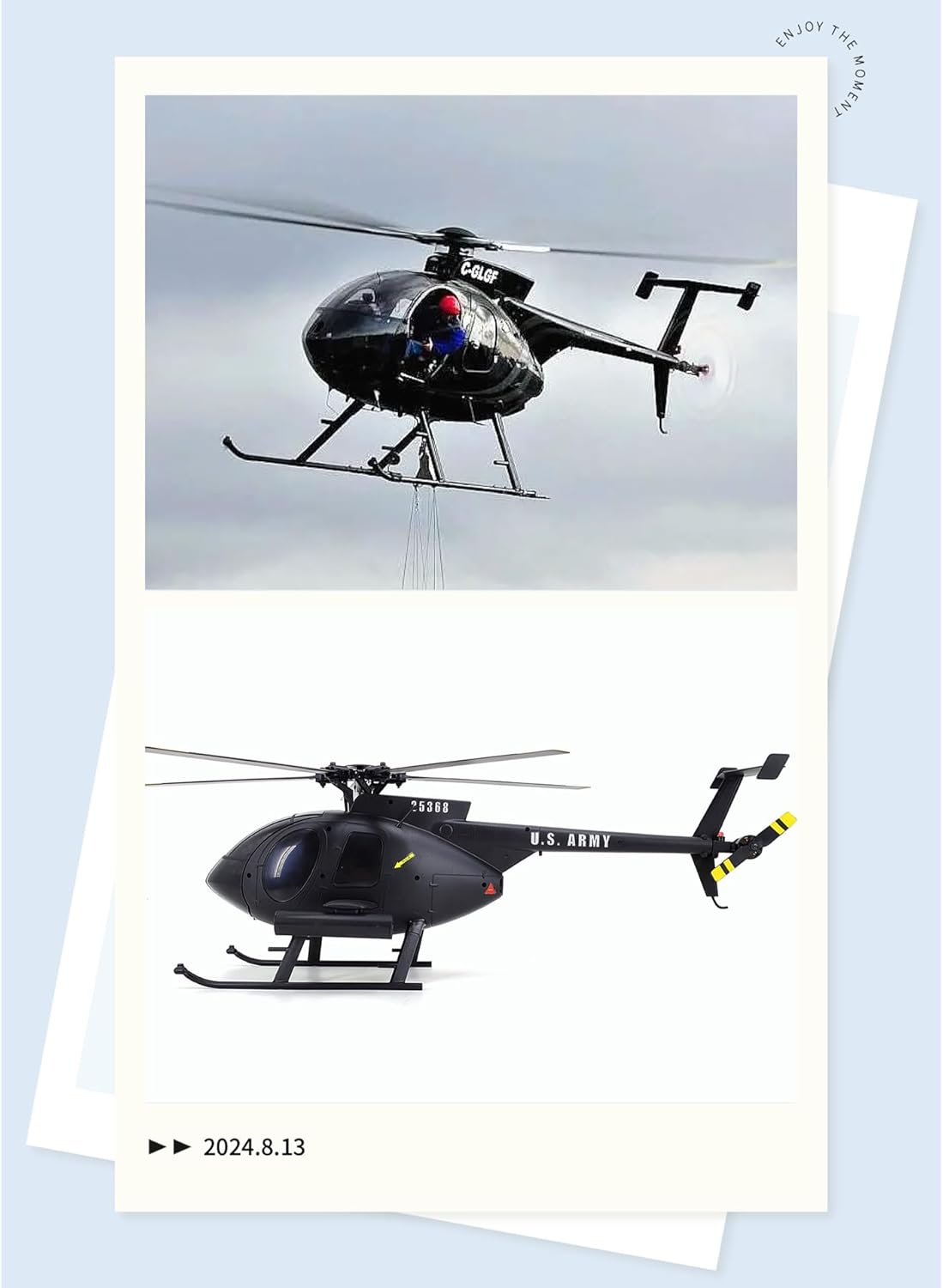 Matte Black MD500 Remote Control Helicopter Aircraft 4CH RC Heli Single Rotor No Ailerons Fall Resistant Maintain Altitude Hover RTF US 335MM