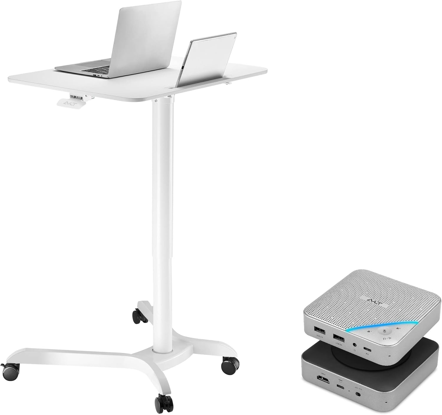 AVLT Mobile Rolling Desk and USB C Speakerphone Hub