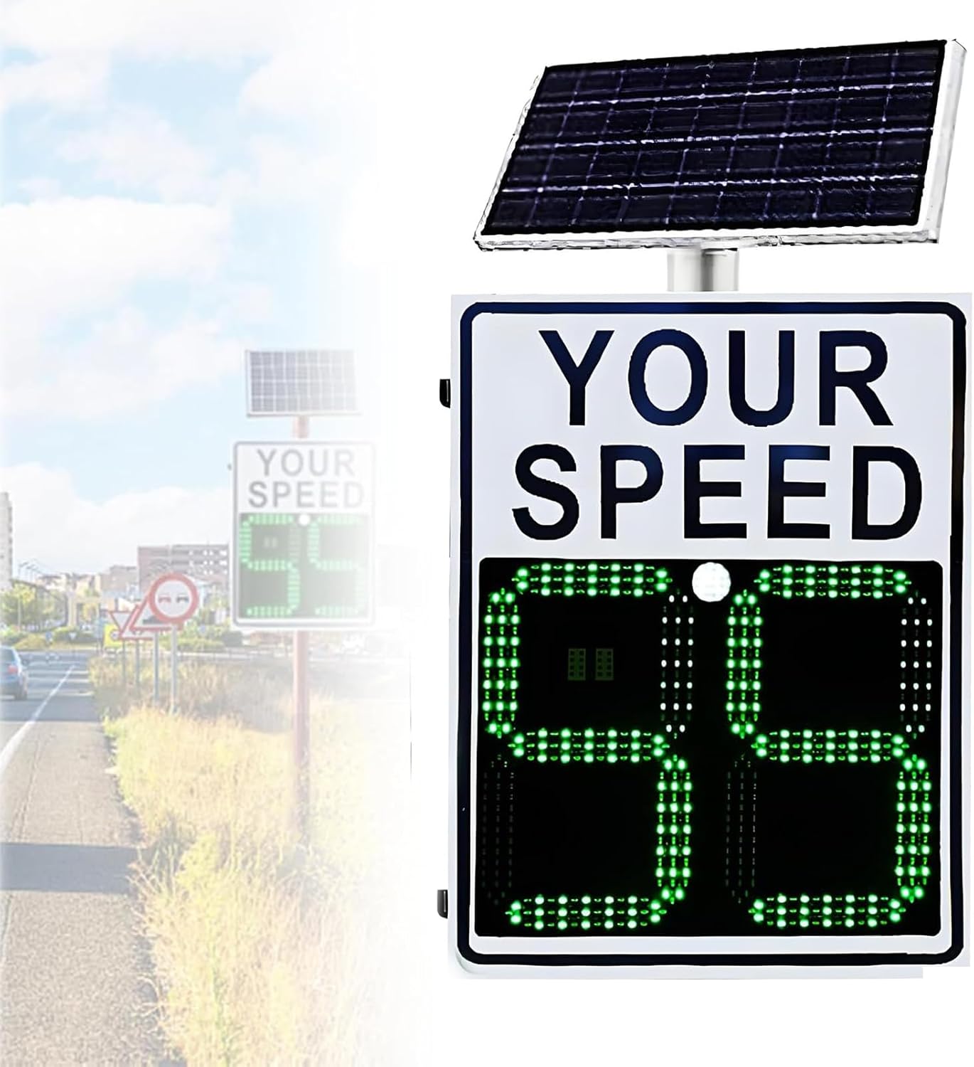 Solar Powered LED Speed Limit Sign with Radar, 20