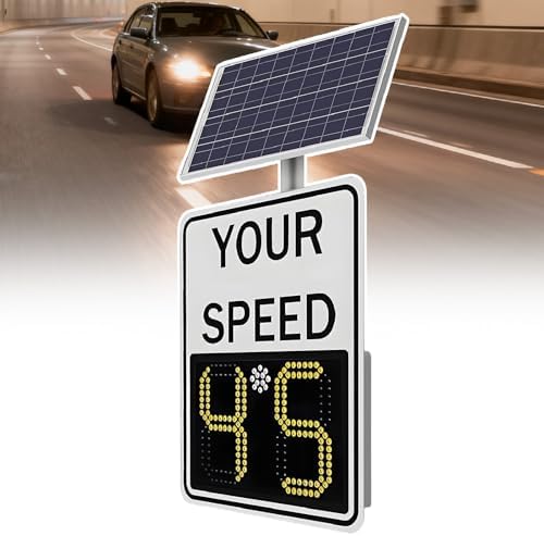 Solar-Powered Radar Speed Sign - 20x27in Traffic Display for Highways & Speed-Limited Roads, Solar Feedback Warning Board with Accessories, Boost Road Safety & Awareness