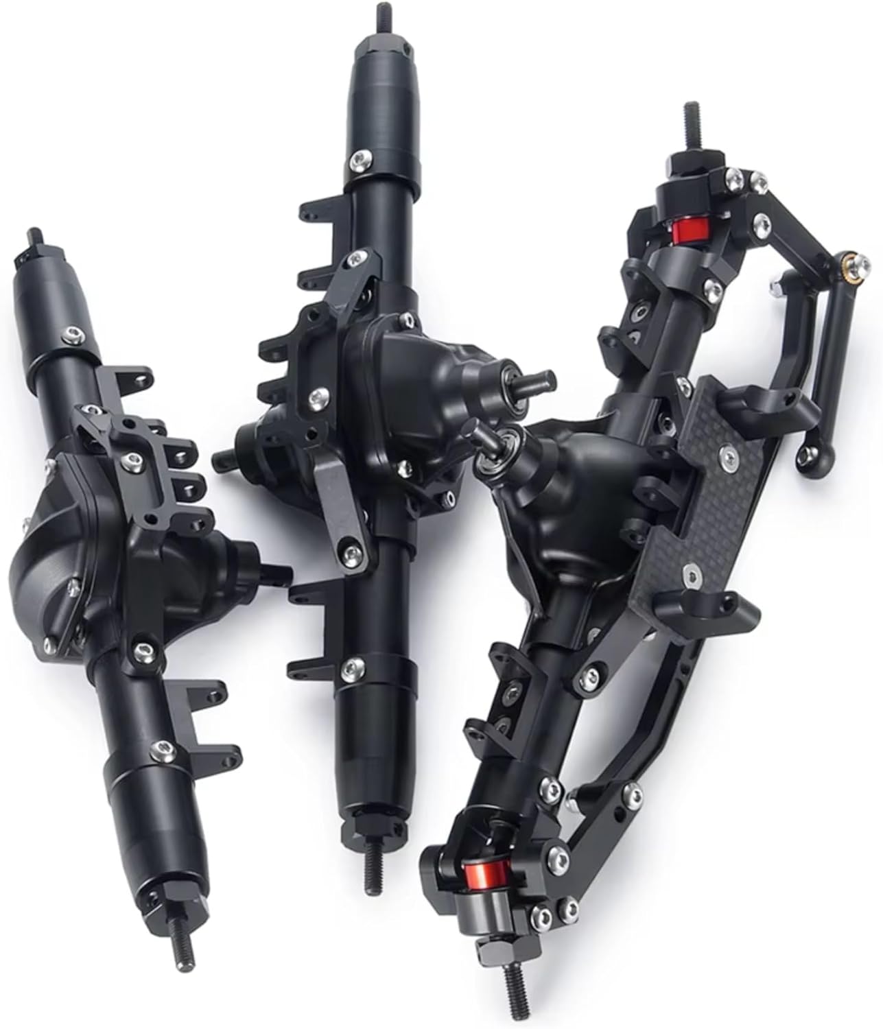 for Axial for SCX10 1/10 Complete Metal Alloy Front Middle Rear Axle with Servo Mount RC Crawler Car Truck Upgrade Parts RC Car Repair Kit(1Set)