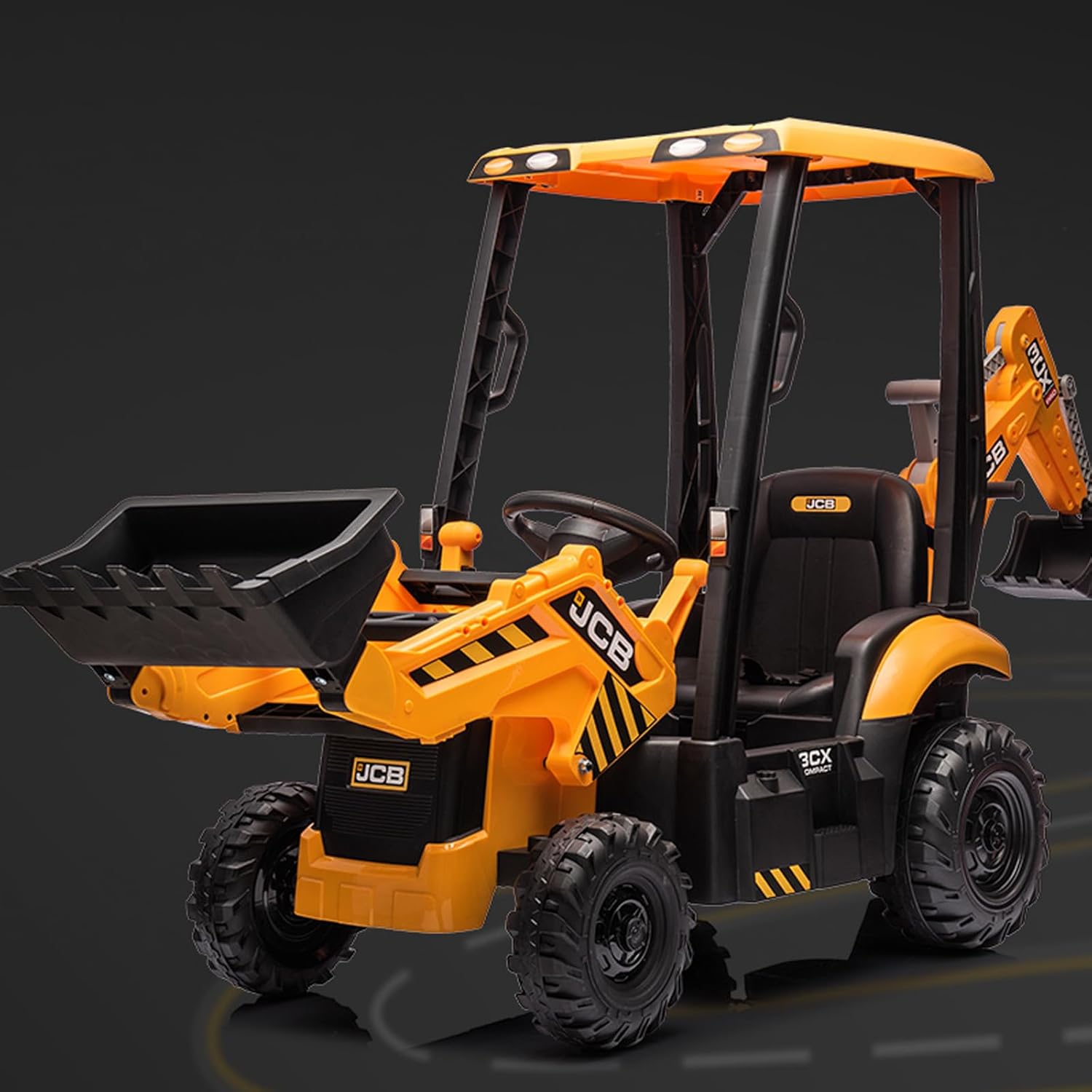 Licensed 12v Electric Ride-on Toy for Kids, Remote Control Kids Construction Vehicle with Working Front Loader & Excavator Arms, Adjustable Seat &, Realistic Yellow Toy Tractor