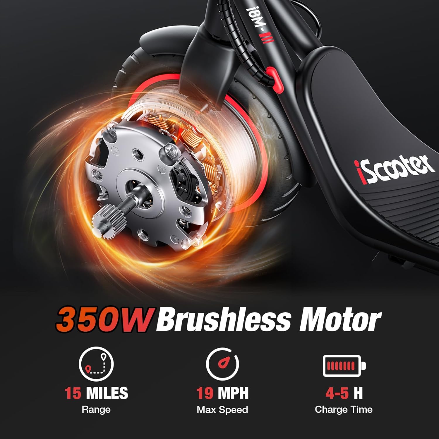 iScooter Electric Scooter Adults & Big Kids, 500/650 Peak Power, Up to 15/18/25 Miles Range, 19/22/25 MPH Top Speed, Cruise Control, Dual Braking System, Foldable E Scooter for Commuting & Campus Use