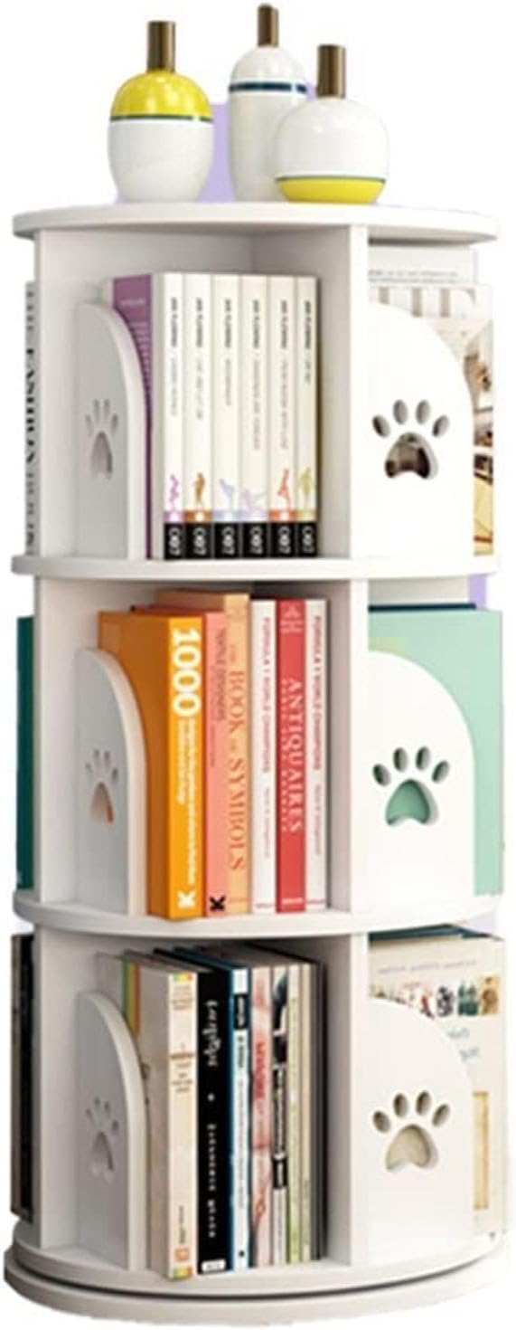 360° Rotating Bookshelf Small Corner Bookcase Standing Bookcase Wood Bookshelf Designed for Bedroom, Living Room