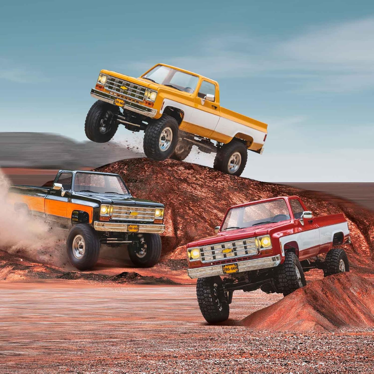 EAZYRC FMS 1/18 FCX18 Chevy K10 RC Crawler RTR with License Red, RC Pickup Truck 4x4 Chevy Hobby Grade 2-Speed Transmission Monster Truck for Adults with Led Light(Black)