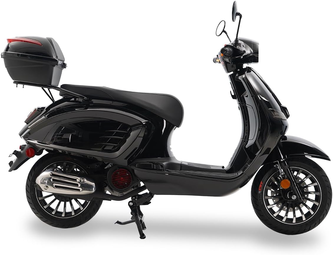Classic 150 Gas Scooter, 150cc Motor Scooter with Top Case, Black, PMZ150-16