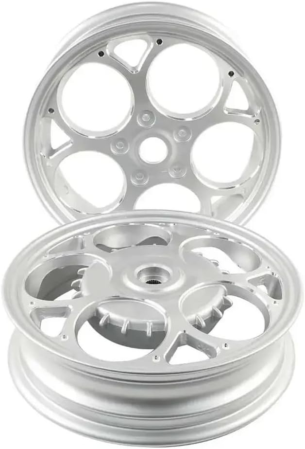 2PCS 12 Inch Aluminum Rim Wheel Hub Tire Set Front and Rear Compatible with 150 Sprint Scooter Replacement Spare Parts(Silver)