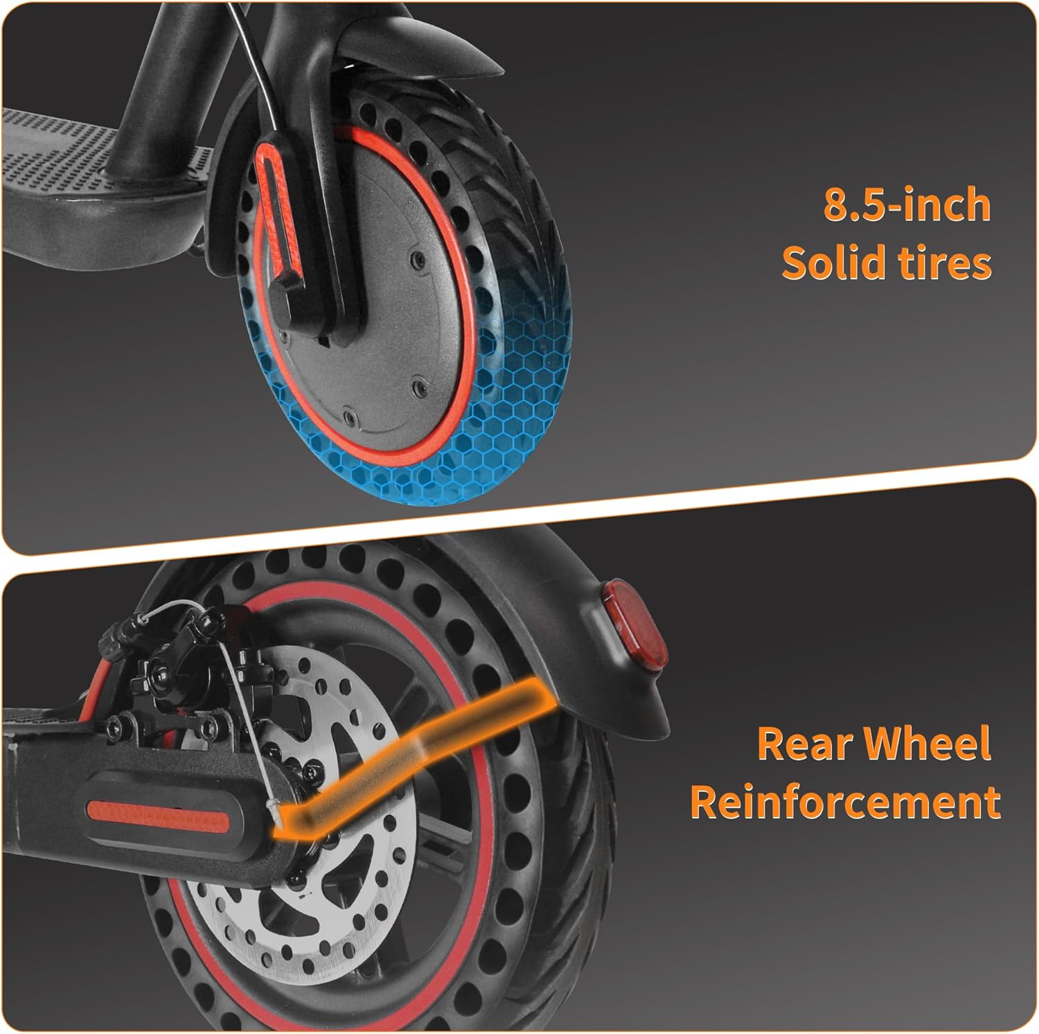 Electric Scooter Adults 16/22 Miles Long Range 21 mph Top Speed Max 500W Motor Brake Pad Lock with Dual Braking and Dual Suspension, App