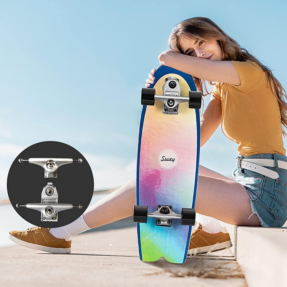 Longboard Double Kick Complete Board 107×22.5 cm with T-Tool High-Speed ABEC-7 Bearings 7 Layers of Maple 70×50mm PU Wheel Freeride Skating Cruiser Boards for Youths Adults Kids Beginners (A)