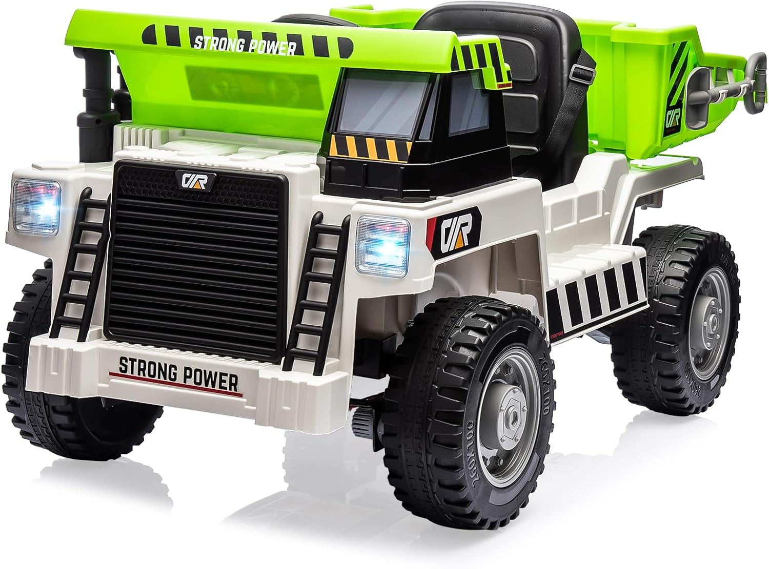 12V Electric Ride-on Construction Truck,12v Kids Ride on Dump Truck with Remote Control,4WD Electric Construction Vehicle w/Working Dump Bed & Shovel,Bluetooth Music, USB Charger