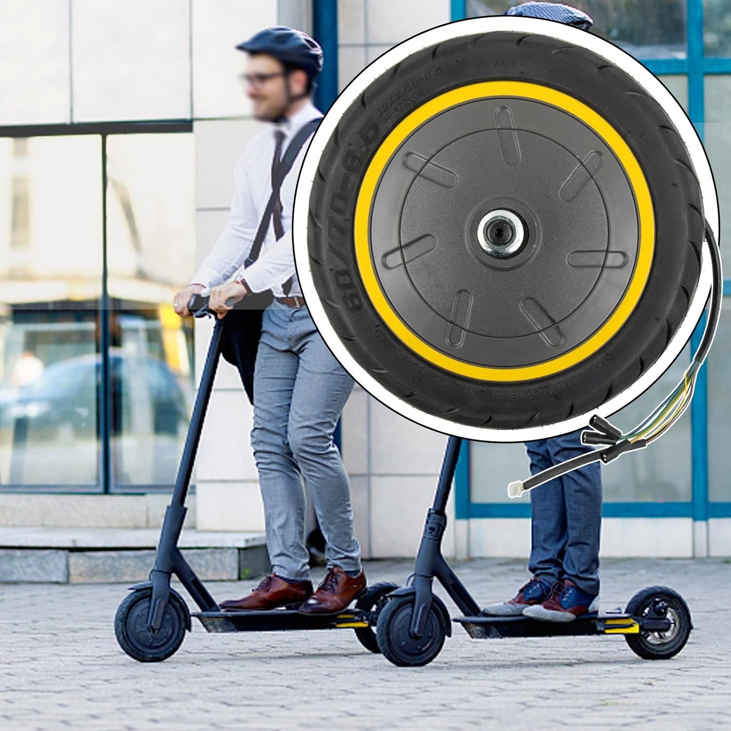 36V 350W Motor Engine Wheel 60/70-6.5 Rear Driving Wheel Replacement Fit For Ninebot, for Max G30 Electric Scooter Rubber Metal Black, Motor Wheel Assembly