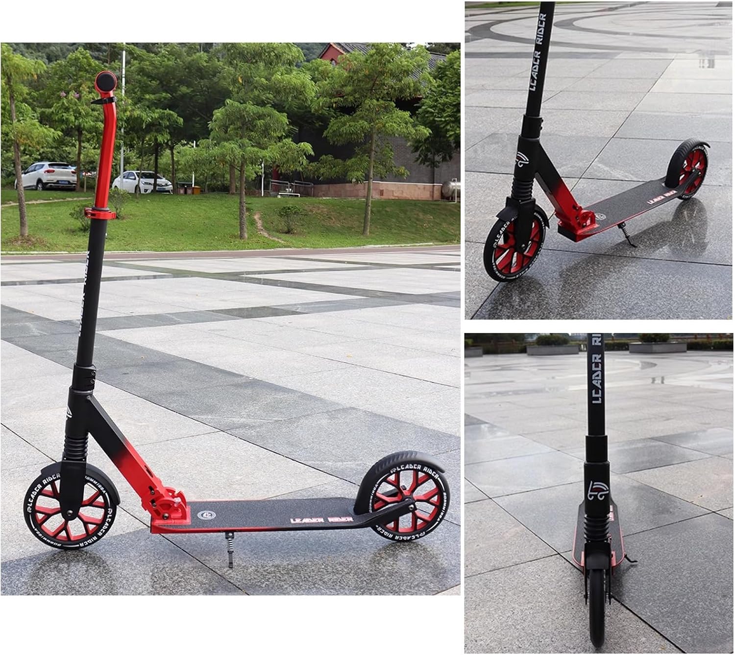 Kick Scooter for Teens & Adults,Scooters for Kids 6 Years And Up,3 Adjustable Height,Big Wheels,Lightweight, Anti-Slip Rubber Grips,Non-Slip Thickened Deck,Shock Absorber, Portable Kick Scoote