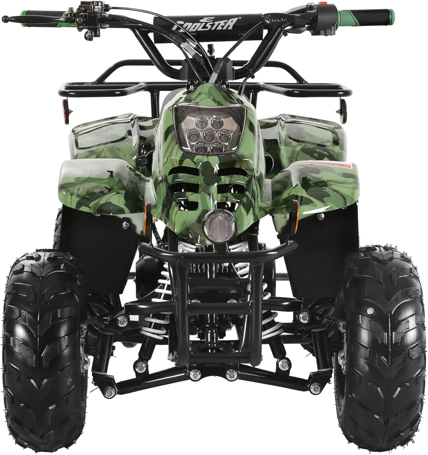Coolster 110CC 4-Stroke Kids ATV, 10mph Max Speed, Front & Rear Disc Brakes, All-Terrain 4-Wheeler with LED Lights, Supports Up to 143 LBS, Camo Green