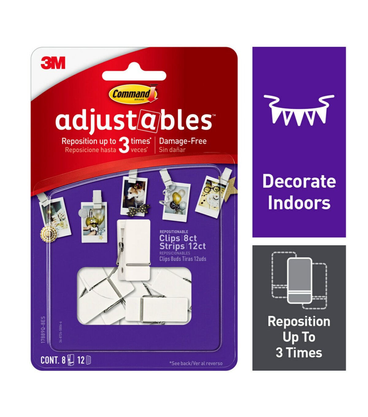 Command 20ct Adjustable Spring Clips & Strips