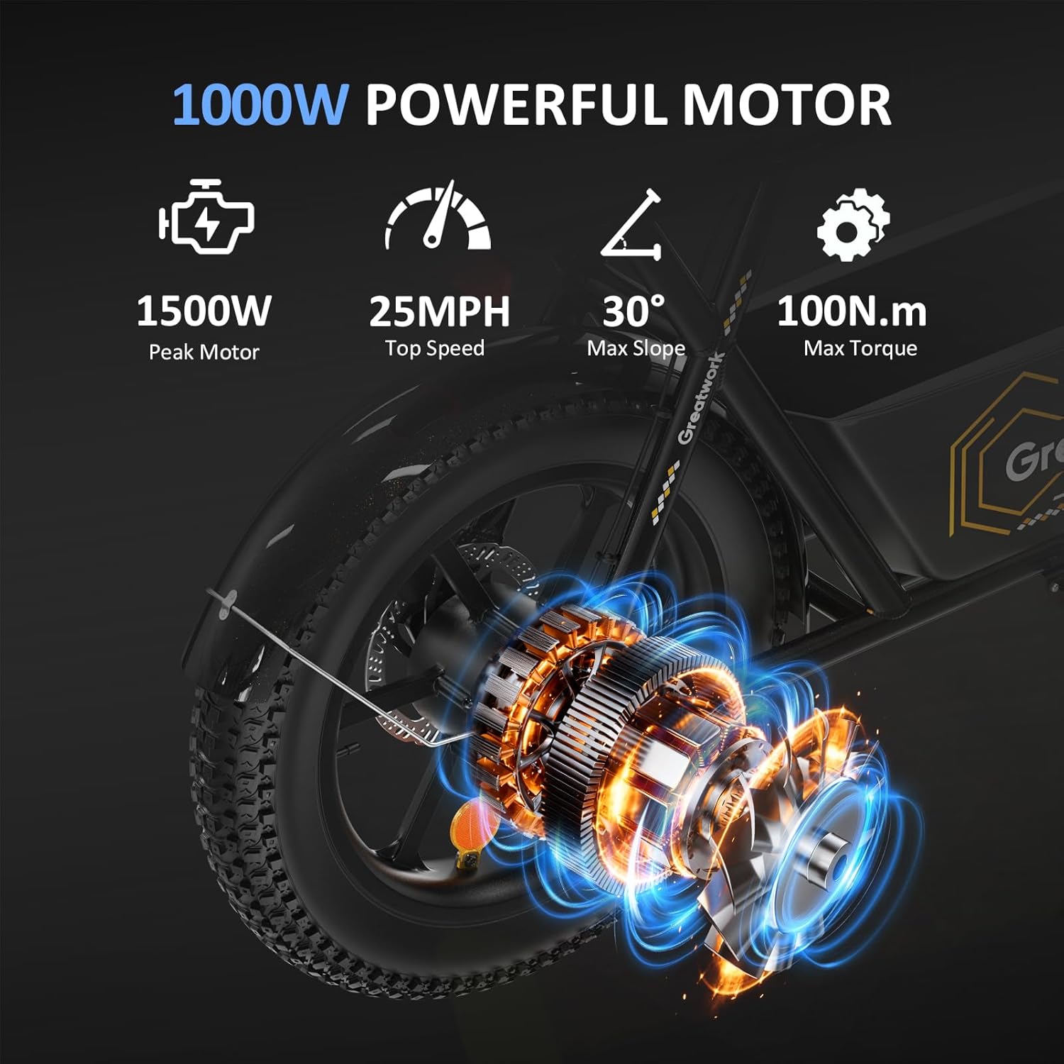 GREATWORK Peak 1200W/1500W Electric Scooter with Seat, 480/720Wh Removable Battery, Max 30/45 Miles Range, 20/25MPH Top Speed, 16x3.0 Fat Tire Motorcycle Style E Scooter for Adults with Basket