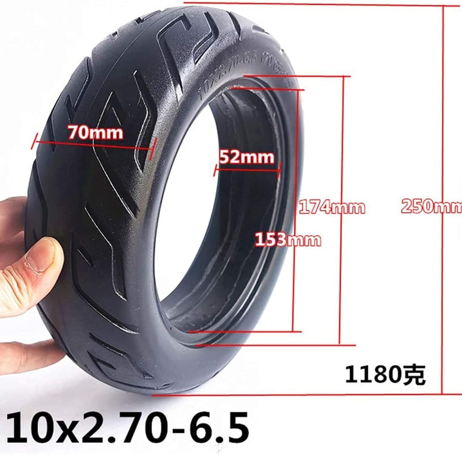 Scooter Tire,10 Inch Scooter Tire Replacement Thickened Non-Slip Wear-Resistant Maintenance- Solid Tire No Inner Tube Electric Scooter Tires, Fits Electric,