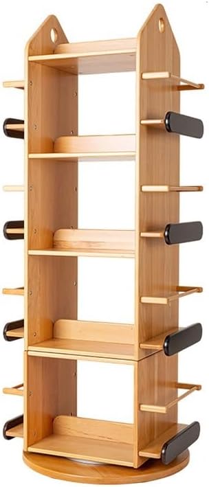 sdneNest Bookcase Rotating Bookshelf Storage Rack Solid Wood Small Floor-Standing Multi-Layer Small Bookcase Picture Book Rack Storage Bookshelf,A
