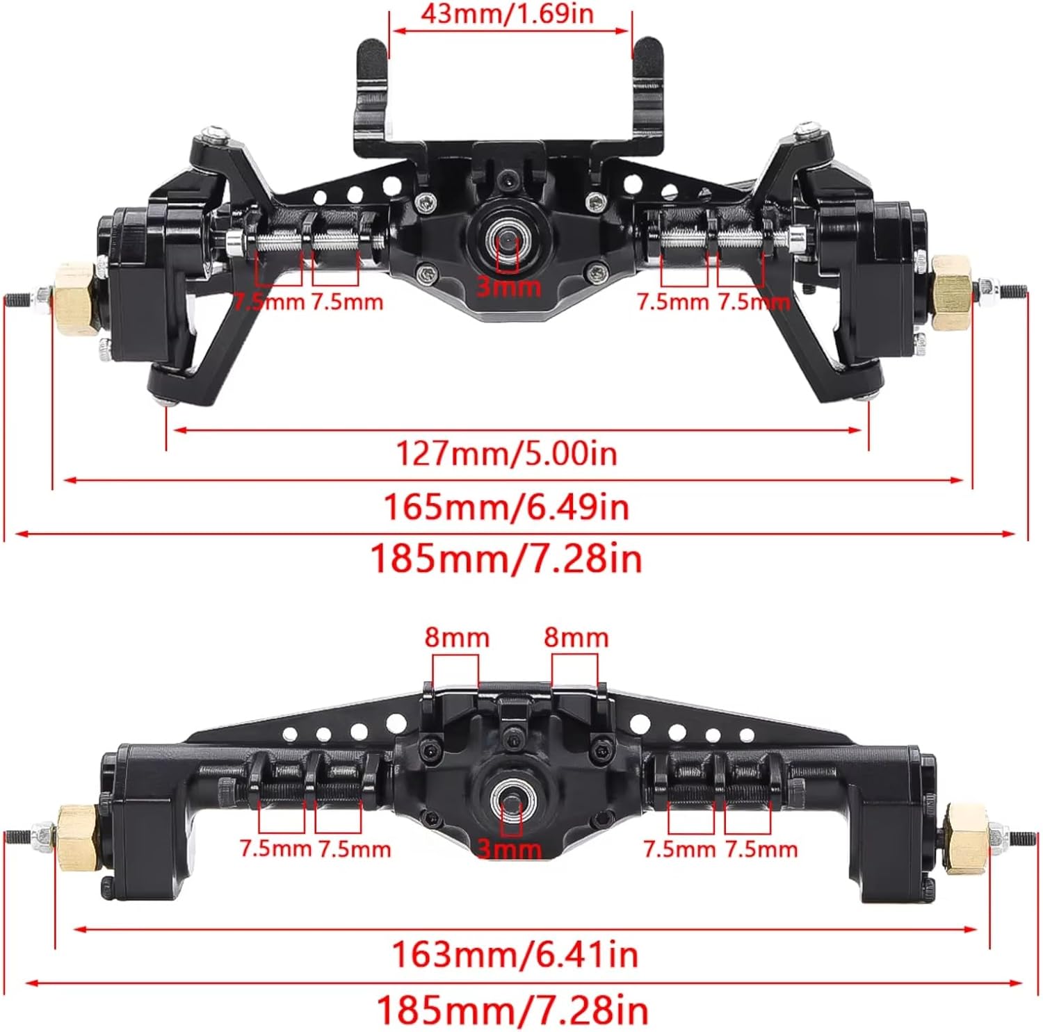RC Axle For Axial For Capra UTB18 1/18 Aluminum Alloy Metal Front And Rear Portal Axle With Servo Mount Upgrade Parts(Silver,Set)