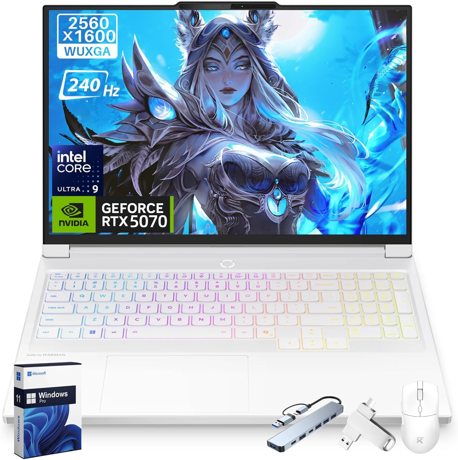 Lenovo Legion 7i Gaming Laptop, NVIDIA RTX 5070, 16 inch 2.5K 1ms 240Hz OLED Display, Intel Core Ultra 9 275HX, 64 GB DDR5, 4 TB SSD, Wi-Fi 7, RGB Keyboard, Windows 11 Pro, Accessories, Glacier White