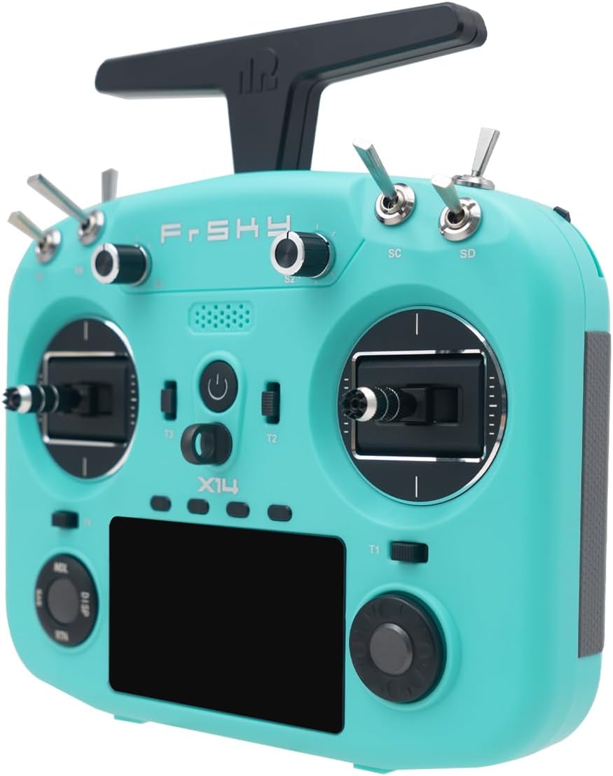 FrSky Twin X14 Dual 2.4G 24CH High-Speed Low-Latency RC Radio System with TW Mode and ACCST D16/ACCESS Transmitter (Green)