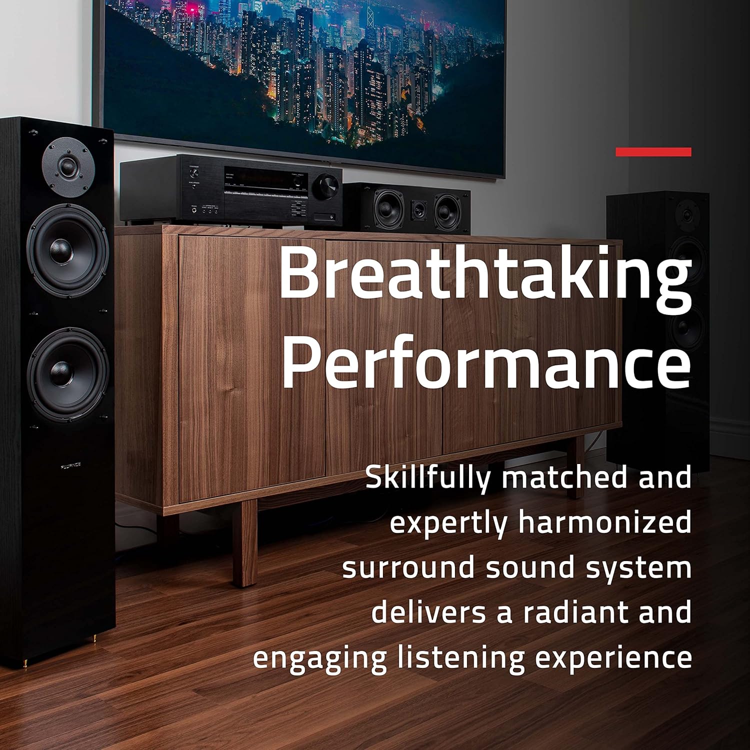 Fluance Elite High Definition Surround Sound Home Theater 5.0 Channel Speaker System Including Floorstanding Towers