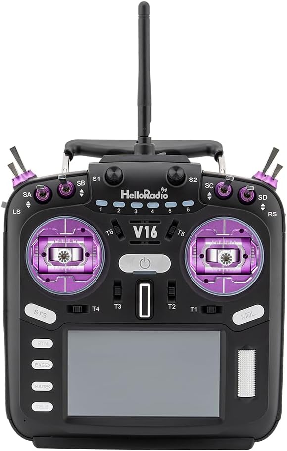 V16Max ELRS CNC Hall Gimbals Radio Transmitter, 16 Channels, 2.4G, Mode 2, for RC Drone (Violet)