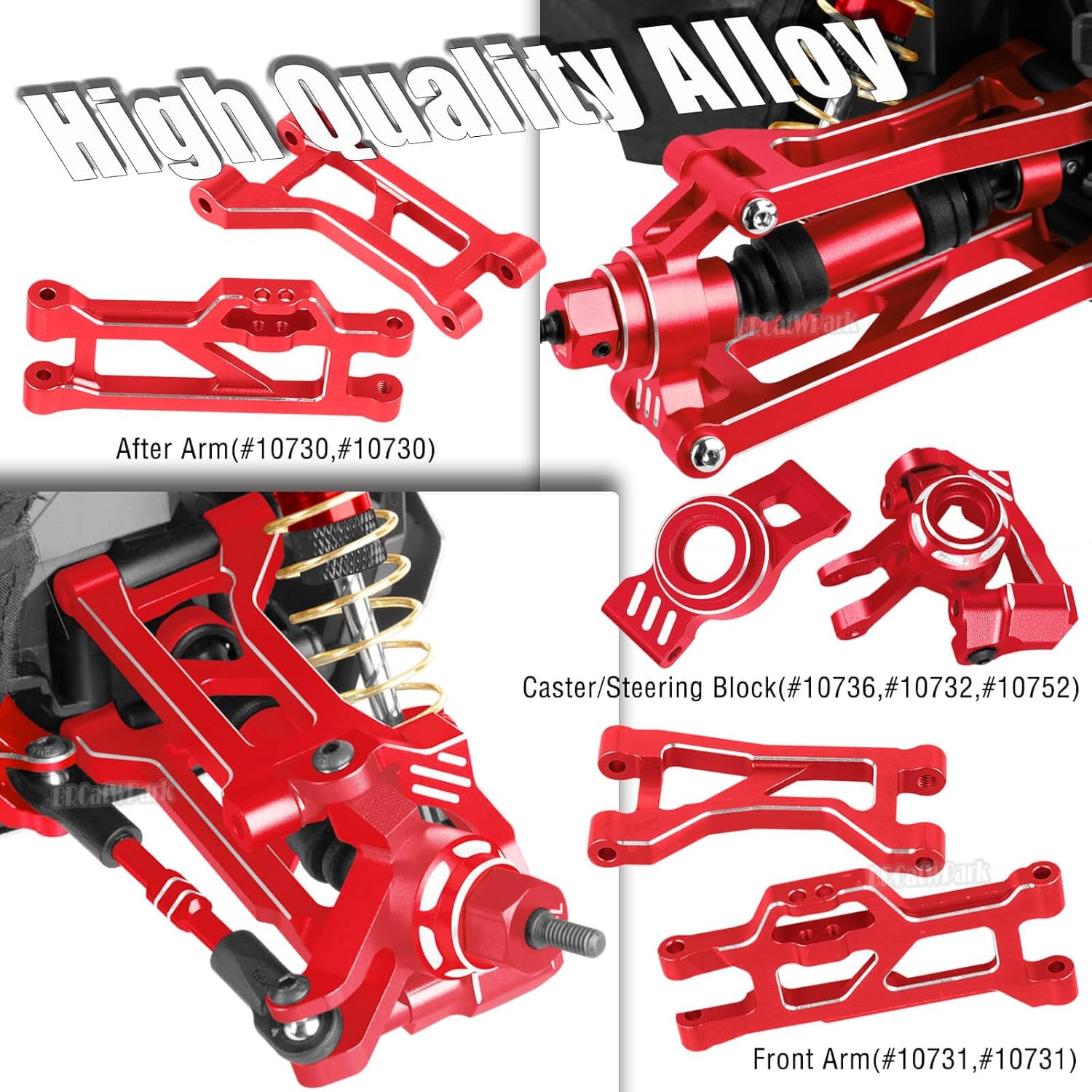 RC Upgrades Part for 1/16 Mini Maxx(#107154-1),Shocks,Dust Resist Cover,Controller Mount Plate,Drive Shaft,Wheelie Bar,Chassis,Arm,Caster/Steering Block,Stub Axle Carriers,Links,Red