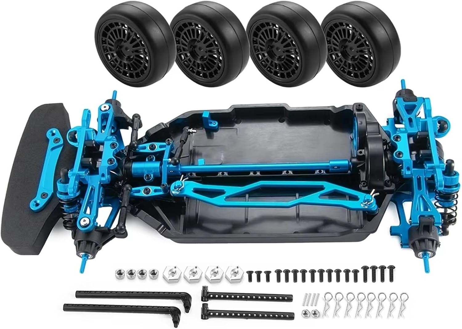 RC Repair Parts for Tamiya TT02 1/10 RC Drift Car Parts Metal Frame for Chassis with Shock Absorbers Wheels Accessories