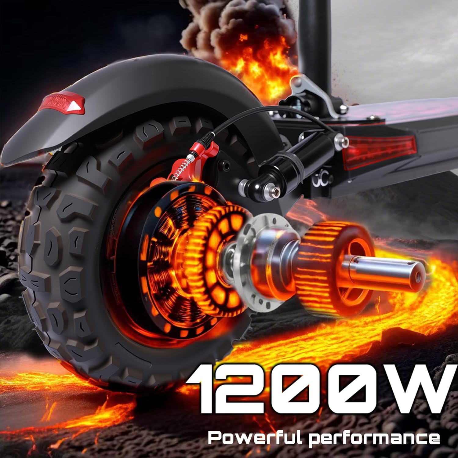 Off Road Electric Scooter Adults, 1200 Motor, 34MPH 48V 18AH Battery, 11