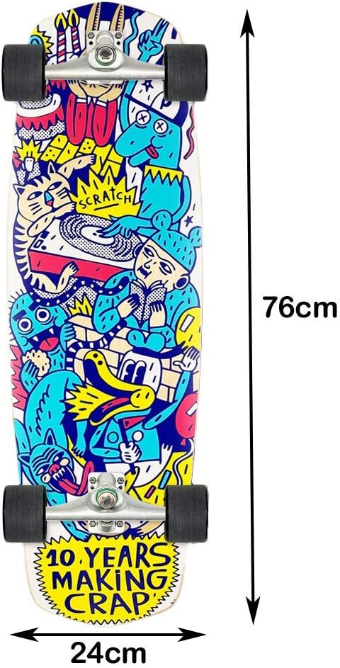 Surfskate Skateboard 30×9.5 inches Complete Skateboards for Teens Beginners Girls Boys Kids Adults 7 Layer Maple Wood Board ABEC-11 Bearings CX4 Truck 6