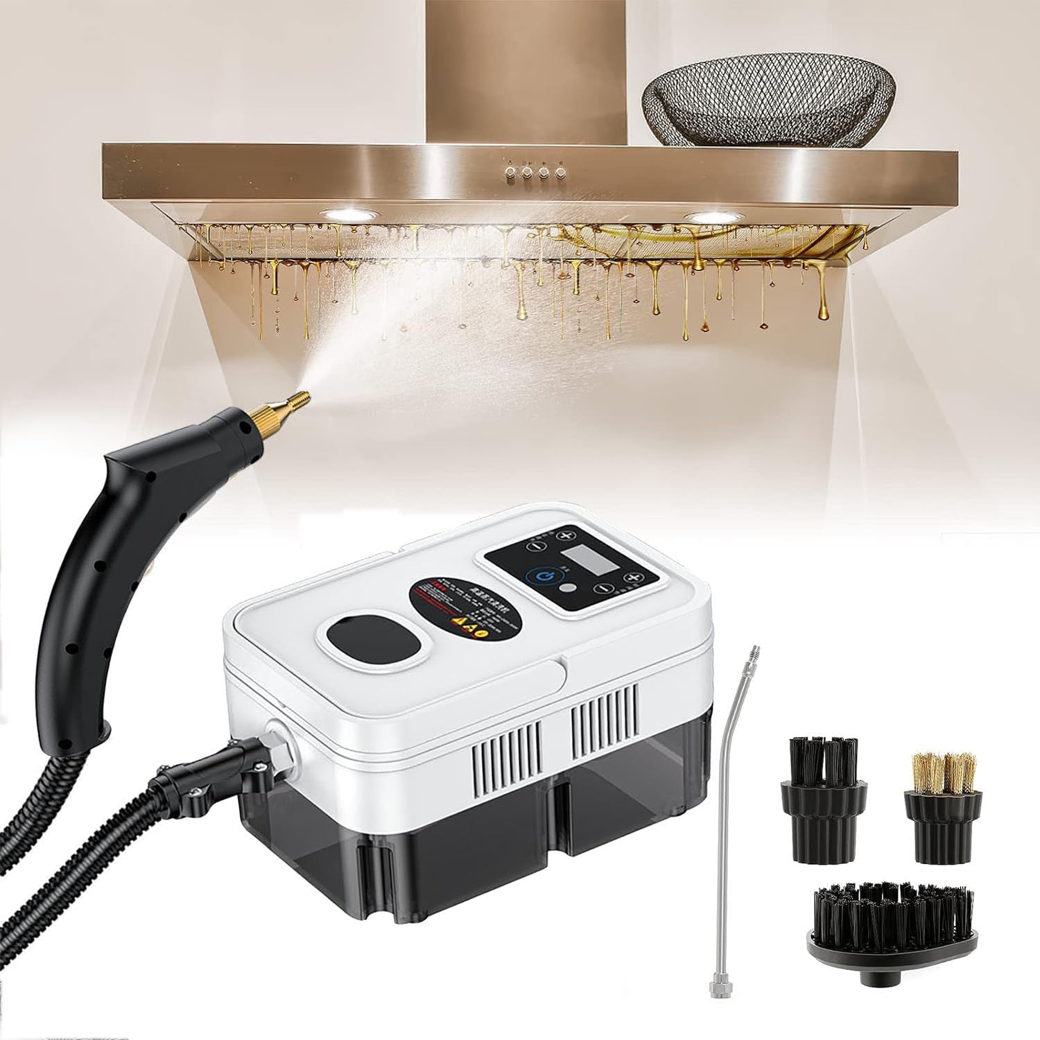 GLBMXDD 1200ML Steam Cleaner with Smart Touch Screen,High Pressure High Power Steamer for Cleaning, Steamer for Cleaning for Home,Grout Steamer,for Grout, Tile, Hard Floors, Appliances,White