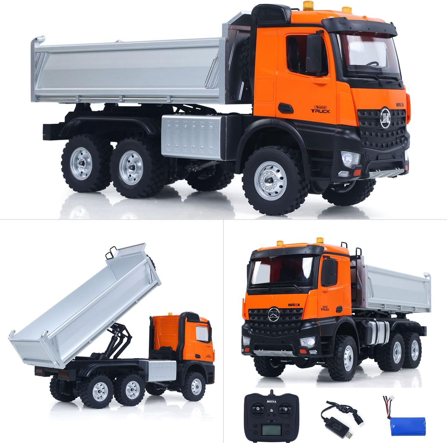 TOUCAN RC HOBBY US in Stock 1/14 HUINA 1598 2.4G Remote Control Dumper 6×6 Engineering Transport Vehicle Lifting Rod Tipper Car Light Sound for Adult