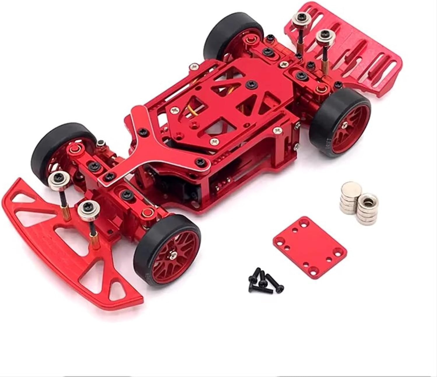 RC Car Replacement For WLtoys For KYOSHO For MINI 1/28 Metal Upgrade RC02 Rear Wheel Drive Drifting For Racing Frame RC Car Accessories(Red)