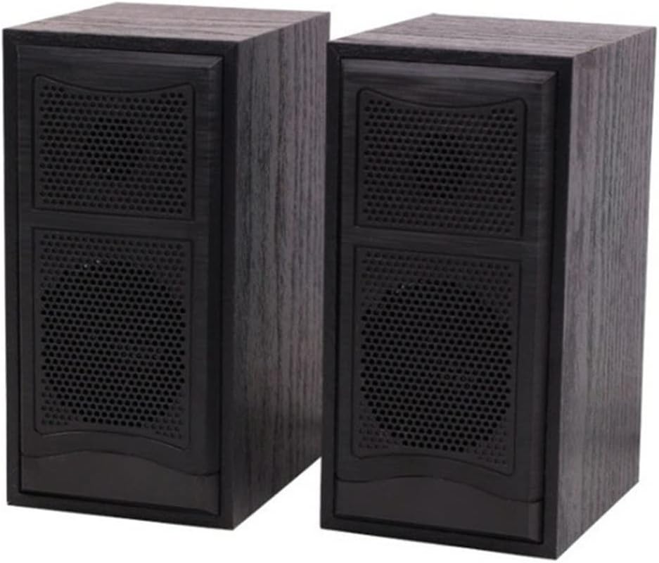 Wooden Computer Speakers Natural Wood Enclosure Desktop Speaker USB Powered Laptop Speaker Wood Multimedia Loudspeakers (Color : Black) (Black)