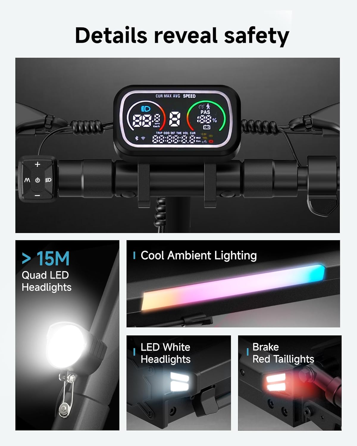 ECOROAD Electric Scooter Adults ES4/ES6, 800/1000W Motor & 25/31MPH Portable E-Scooter, 25/31 Miles Range, 8.5/10